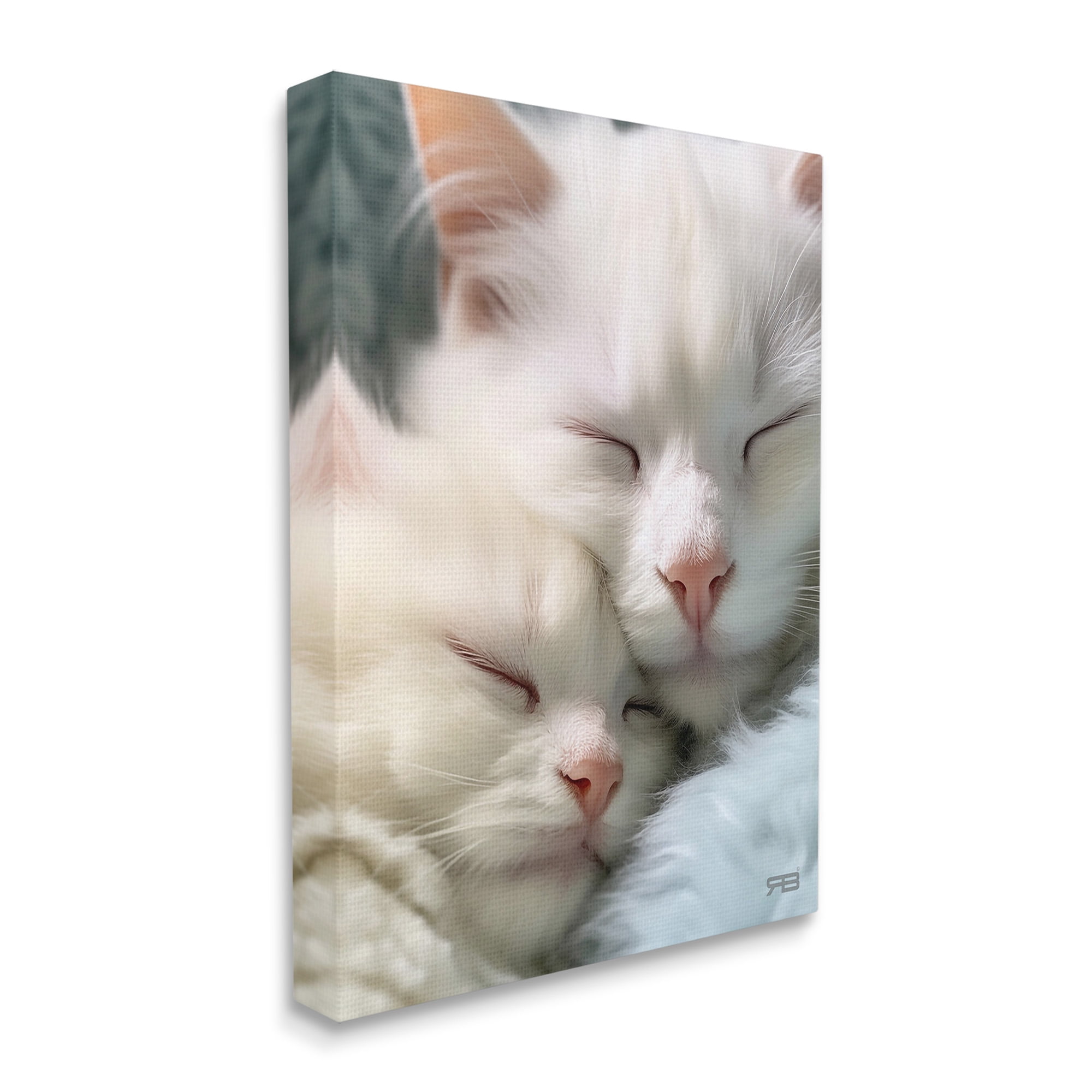 Stupell Industries Cuddling White Cats Animals & Insects Painting Gallery Wrapped Canvas Art Print Wall Art, 36 x 48