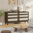 thumbnail image 2 of Commode Moderne en Rotin à 3 Tiroirs pour Chambre – Armoire de Rangement en Bois Robuste avec Poignées, Trousse Anti-Basculement, Coffre d'Appoint pour Entrée, Salon, Couloir – Bois Foncé, 2 of 8