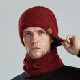 thumbnail image 3 of Resicozy Winter Beanie Hat Scarf Set for Men Fleece Lined Warm Ski Soft Adjustable Neck Gaiter Thick Knit Versatile Winter Wear Wine, 3 of 3