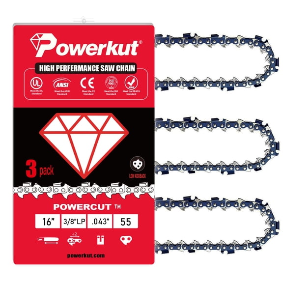 Stihl Chainsaw Chain 16 Inch Fits Stihl MS170 Chain, MS 170, 61 pmm3 55 Replacement, MS 170, MS180C Chain, MS 180, MS171, 3/8'' LP Pitch, .043'' Gauge, 55 Drive Links