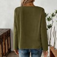 thumbnail image 4 of thefmos Women Plus Size Fall Round Neck 3/4 Sleeve Button Down Casual Solid Boho Pullover Tops for Women Cute Trendy Comfy Loose Fit Tunic Blouses Winter Business Work Clothes, Army Green 2XL, 4 of 5