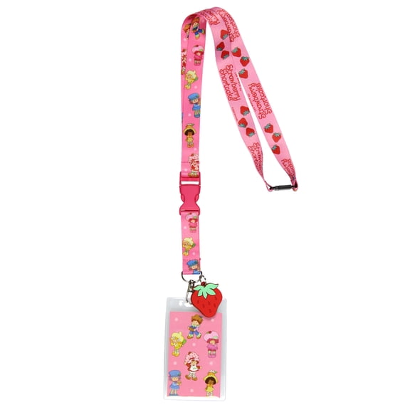 Strawberry Shortcake Lanyard Badge Holder Strawberryland Friends Reversible Design With 2" Strawberry Rubber Pendant