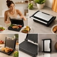 thumbnail image 3 of Electric Panini Press and Sandwich Maker with 180 Degree Flat Open, Non Stick Plates, Removable Drip Tray for Steak, Burgers and Breakfast, 3 of 8