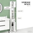thumbnail image 5 of Toauuo Slim Corner Bathroom Storage Cabinet, 70.75" Tall Narrow Toilet Paper Cabinet, 4 Open Shelves & 2 Cabinets, Adjustable Shelves, Anti-Tipping, Water-Resistant, 66 Lbs Capacity, 5 of 8