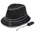 thumbnail image 4 of Light up Sequin Fedora LED Hat Neon Rave Costumes Glow in Dark Party music concerts,night clubs,holiday,parties,festival, 4 of 4