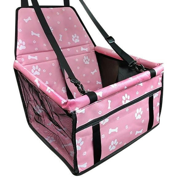 Coollooc Dog Car Seat Foldable Dog Car Booster Seat Waterproof Breathable Oxford Travel Bag for Small to Medium Dogs, Puppies, and Pets-Pattern