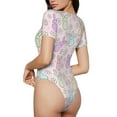 thumbnail image 3 of Naloa Colorful Bunny Women's Short-Sleeved Onesie, One-Piece Swimsuit for Parties, dates, clubs - Small, 3 of 9