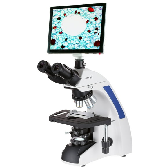 AmScope 40X-1000X Plan Infinity Laboratory Trinocular Compound Microscope with LCD Touch Pad Screen New