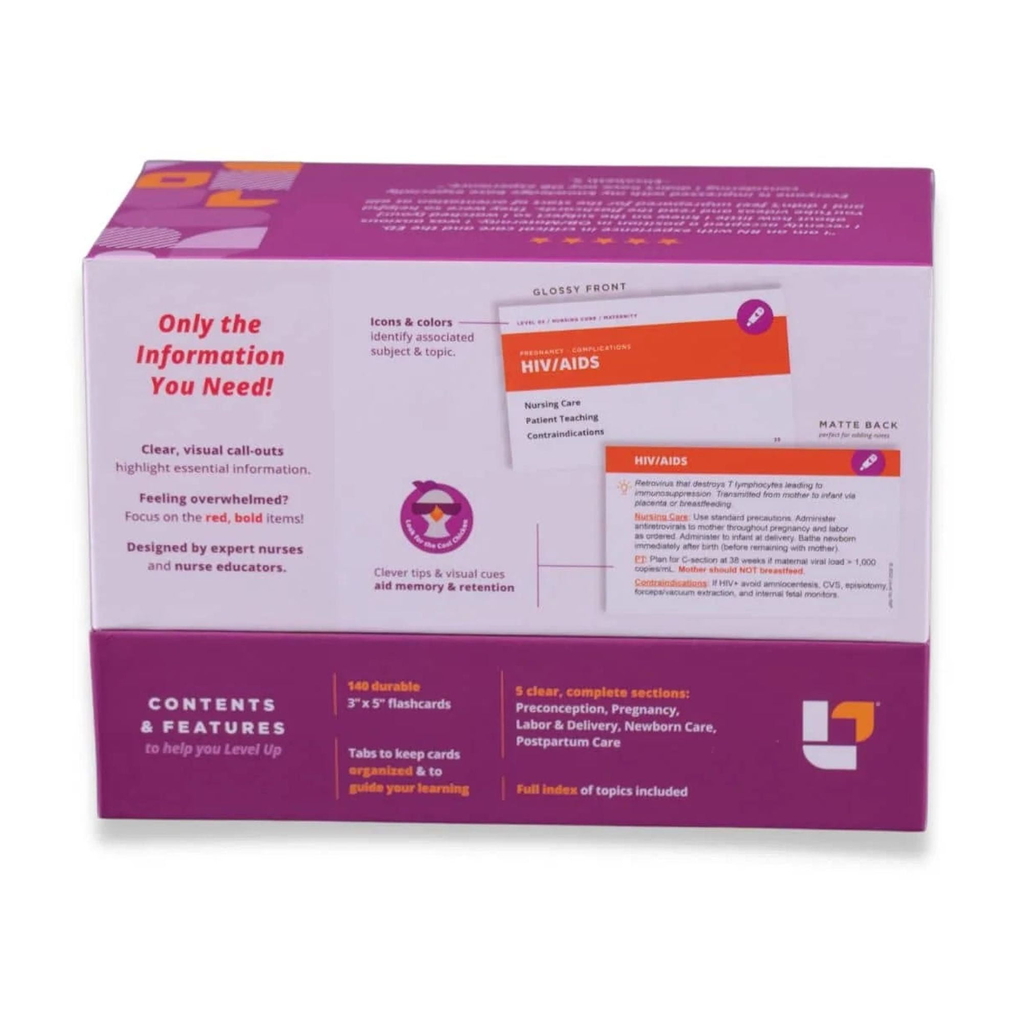 Level UP RN Maternity LPN RN Review Flash Cards-Essential Info for Nursing School 3" x 5", 140 Count