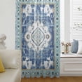 thumbnail image 6 of Blue Boho Sheer Curtains 63 Inches Long, Farmhouse Bohemian Medallion Oriental Flower Light Filering Curtains, Breathable Simi Curtain Privacy Drapes for Living Room Bedroom Window Treatment, 6 of 9
