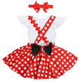 thumbnail image 3 of IBTOM CASTLE Polka Dots Tutu Outfit for Baby Girl Princess 1st Birthday Party Dress up with Overall Suspender Skirt and Headband 6-12 Months White+Red, 3 of 8