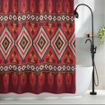 thumbnail image 2 of Red Retro Boho Extra Long Shower Curtain Set, Waterproof Shower Curtains for Bathroom, Vintage Ethnic Tribe Abstract Art Washable Fabric Bath Curtain for Bathtub Decoration with Hooks 72x96 Inches, 2 of 9