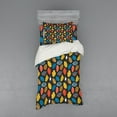 thumbnail image 2 of Colorful Duvet Cover Set, Nature Inspired Doodle Style Pattern with Lively Colored Foliage and Dots, Bedding Set with Shams and Fitted Sheet, 3 Sizes, by Ambesonne, 2 of 3