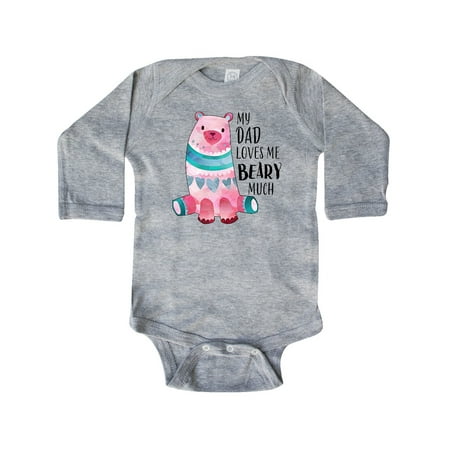 

Inktastic My Dad Loves Me Beary Much with Cute Bear Gift Baby Boy or Baby Girl Long Sleeve Bodysuit