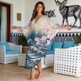 thumbnail image 3 of Xixirimido Cherry Blossom Sea Wave Print Women Kaftan Dresses Plus Size Swimsuit Coverup Batwing Sleeve Summer Bathing Suit Caftan Loungewear Beach Cover Up, 3 of 7