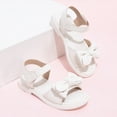 thumbnail image 3 of kpoplk Girls Open Toe Princess Flat Sandals Rhinestone Summer Dress Shoes(White,3.5), 3 of 4