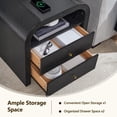 thumbnail image 4 of Keywhat Modern Fluted Nightstand set of 2, 24" End Table with Charging Station, 2 Drawers and Metal Handles for Bedroom/Living Room, Black Oak, 4 of 6