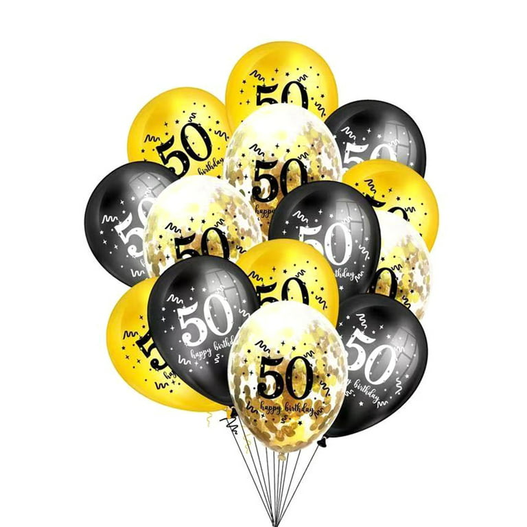 5 Gold Happy Birthday Confetti Balloons, Gold Party Balloons, Birthday  Balloons, Birthday Party Balloons 