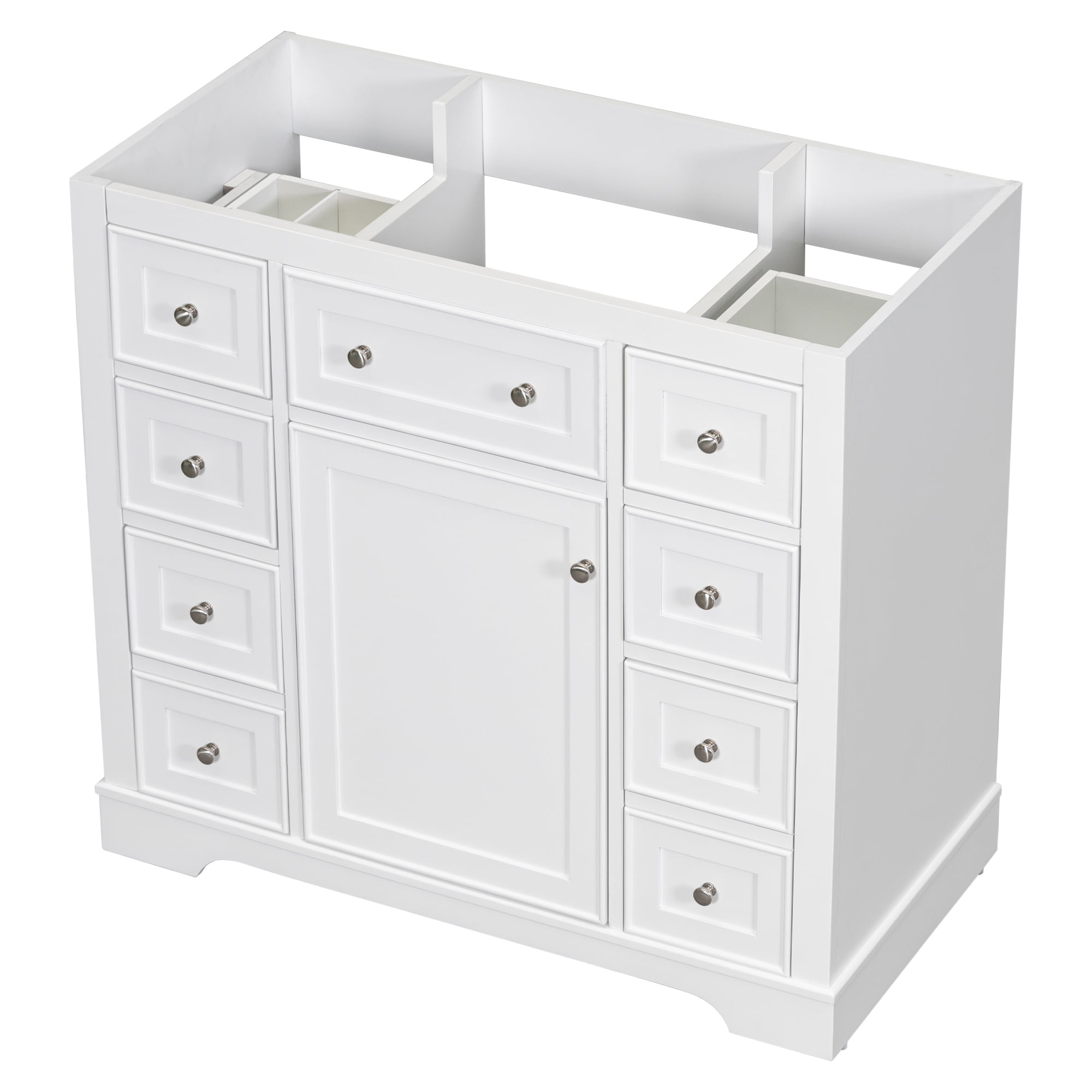 EUROCO 36" Bathroom Vanity Base Only,Bathroom Vanity Without Top Sink, Modern Freestanding Bathroom Storage Cabinet with 6 Drawers, Solid Wood Frame,White