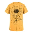 thumbnail image 4 of Busydd Scrubs for Women Fashion Yellow Floral Print Scrub Tops Women Casual Short Sleeve V Neck Work Nursing Uniform Tops Comfy Oversized Workwear with Pockets, 4 of 5