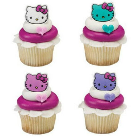 24 Hello Kitty Happy Everything Cupcake Cake Rings Birthday Party Favors (Best Hello Kitty Cakes)