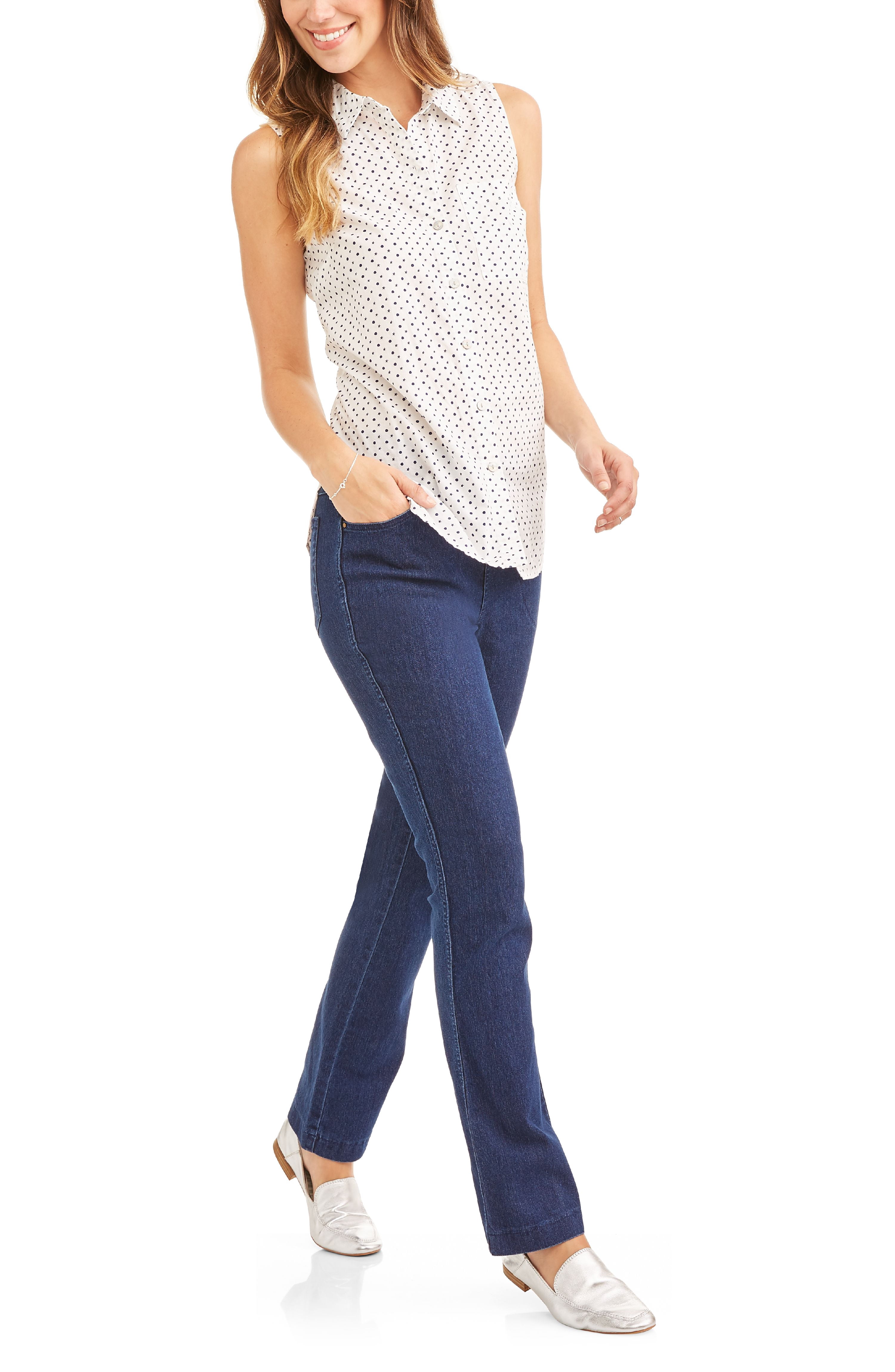 RealSize Women's 4 Pocket Stretch Pull On Bootcut Jeans, Sizes S-XXL, Available in Petite