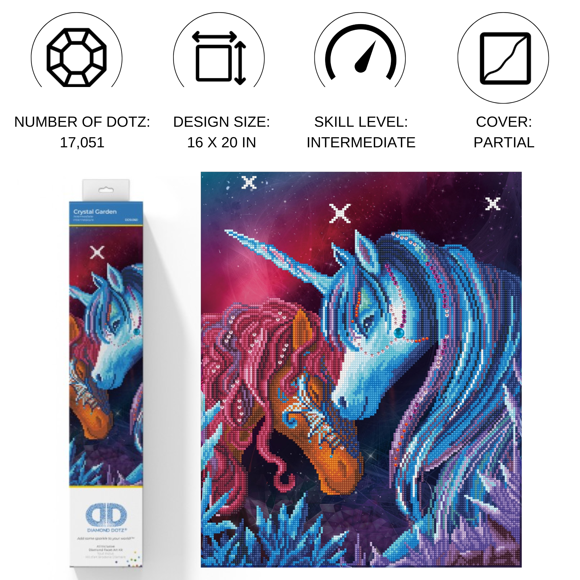 Diamond Dotz Crystal Garden Unicorn Diamond Painting Kits for Adults - Diamond Art Kits a Relaxing Creative Craft Kit with Dotz Gems 16"x20"
