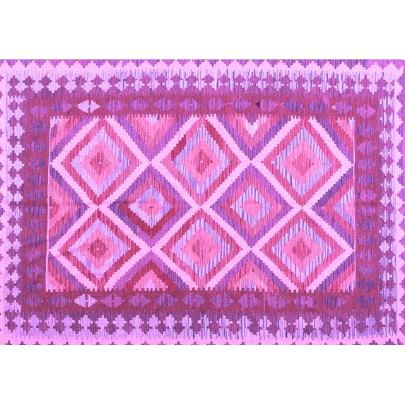 Ahgly Company Indoor Rectangle Abstract Purple Contemporary Area Rugs, 4' x 6'