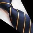 thumbnail image 4 of MENDENG Navy 3.15" Adjustable Zipper Ties for Men Stripes Woven Neckties for Business Office Party, 4 of 5