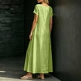 thumbnail image 5 of QUNYINEY Summer Dresses for Women 2026 Plus Size Casual Short Sleeve Long A Line Dress Square Neck Flowy Vacation Loose Fit Solid Dresses, 5 of 7