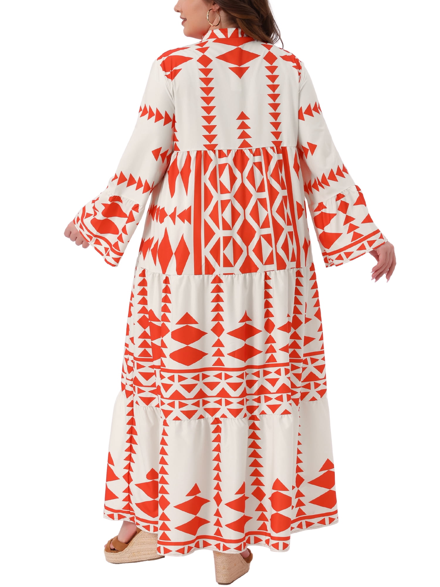 DARING DIVA Plus Size Womens Button Long Flared Bell Sleeve Dress 4X Red