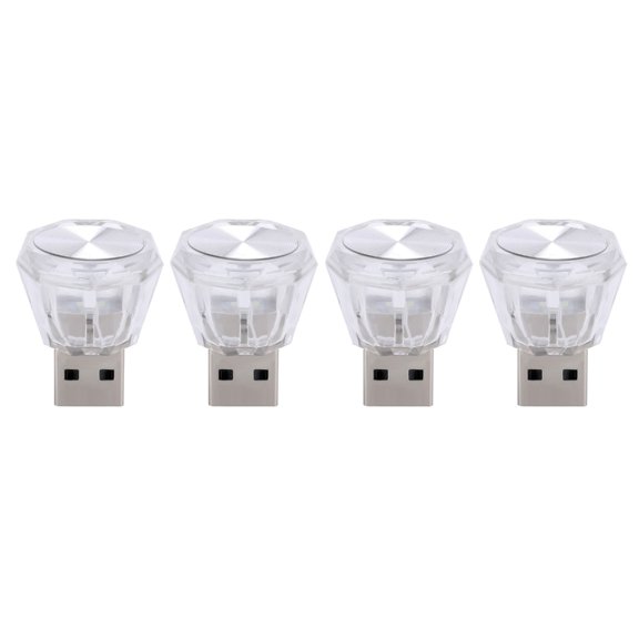 4Pcs Small Car LED Ambient Lamp Car Cigarettes Lighter USB Atmosphere Light