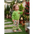 thumbnail image 5 of RUINIXCW Girl Christmas Outfits Heart Fuzzy Trim Sweatshirt and Printed Flare Pants, 5 of 8