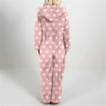 thumbnail image 5 of Xdegoge Womens Fleece Pajamas Sleepwear Fuzzy Winter Onesies Polka Dot Vintage Loose Hooded Cozy One Piece Long Sleeve Zip Up Jumpsuits Pjs Outfits, 5 of 6