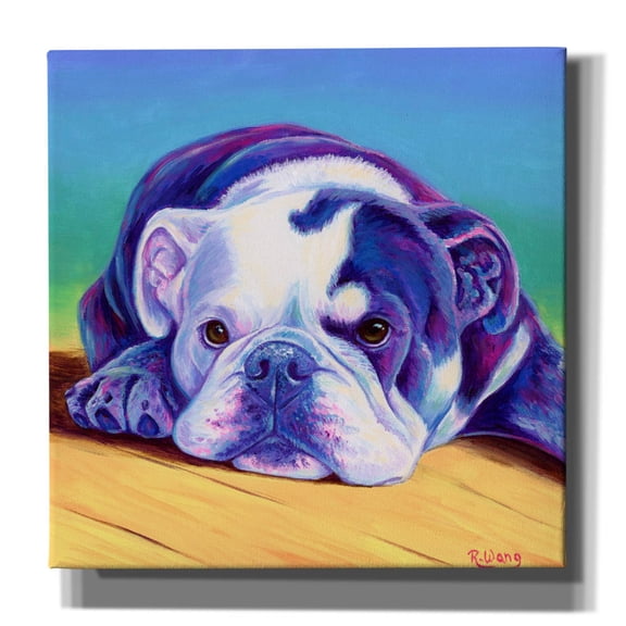Epic Graffiti 'Sweet English Bulldog' by Rebecca Wang Art, Acrylic Glass Wall Art, 12"x12"