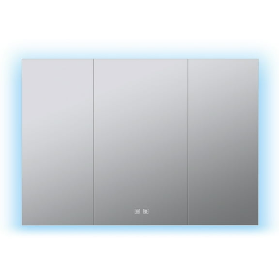 Lexora Corsica 48 in W x 32 in H Surface-Mount LED Mirror Medicine Cabinet with Defogger