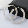 thumbnail image 4 of Grandest Birch Women Circle Shape Rhinestone Inlaid Statement Hoop Earrings Jewelry Alloy White, 4 of 8
