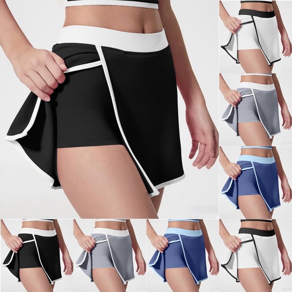 FRSASU Women's Athletic Skort High Waisted Bikini Bottoms -Tennis Skirt with Pockets, Side Slit Golf Yoga Skirt White