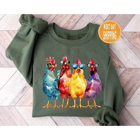 Chicken Sweatshirt: Farm Animal Lover Gift Tshirt All Size S-5XL