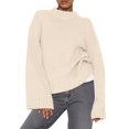thumbnail image 2 of Women'S Long Sleeve Ribbed Knit Loose Pullover Sweater Tops Fuzzy Knit Casual Chunky Fall Outfits Clothes Beige S, 2 of 9