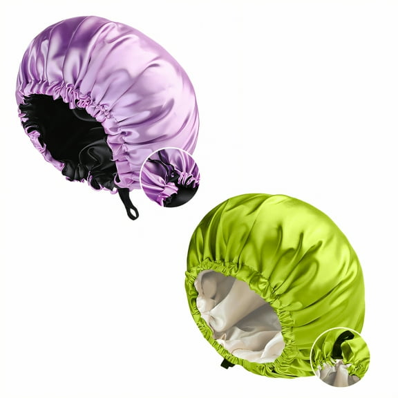 TELOLY 2Pcs Silk Bonnet for Sleeping,Thin and Space-Saving Hair Bonnet for Sleeping,Reduces Hair Friction and Tangling at Night Satin Bonnet,Multicolor9,OneSize