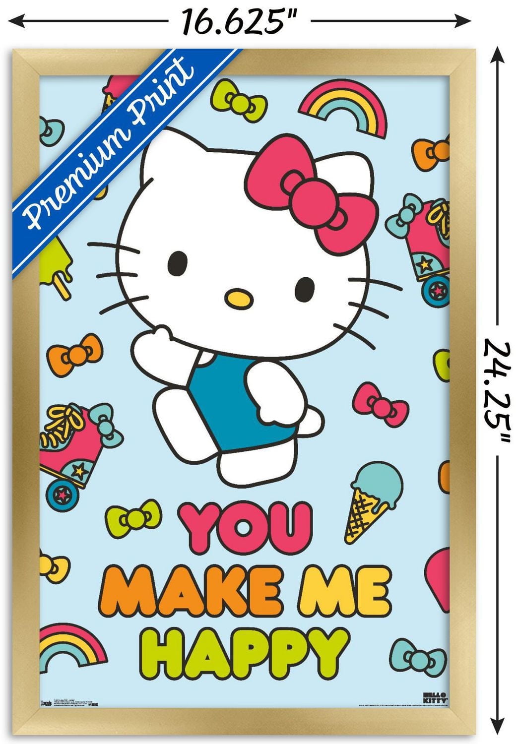 Hello Kitty - Happy Wall Poster, 22.375" x 34"