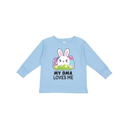 

Inktastic My Oma Loves Me with Bunny and Easter Eggs Gift Toddler Toddler Girl Long Sleeve T-Shirt