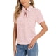 thumbnail image 4 of INSPIRAR CHIC Blusa de Chifón con Estampado Retro de Manga Corta y Cuello Peter Pan con Lazo S Puntos Rosados, 4 of 5