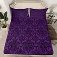 thumbnail image 2 of Feelyou Damask Flower Print Full Size Sheets, Mid Century Fashion Bed Sheets, Bohemian Purple Abstract Sheet Sets, Breathable Home Decor, 4-Piece, 2 of 7