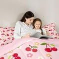 thumbnail image 4 of Feelyou Cartoon Red Cherry Bedding Comforter Set 7pcs, Pink Cherry Blossoms King Bedding Sets, Teens Kids Boys Girls Reversible Bed Sheets, Microfiber Bedroom Decor, 4 of 8