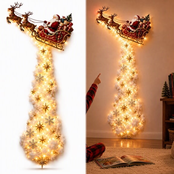 Christmas Magic Trail Wall Light, LED Cascading Holiday Christmas Decor, Festive Wall Hanging Light for Holiday Party Home