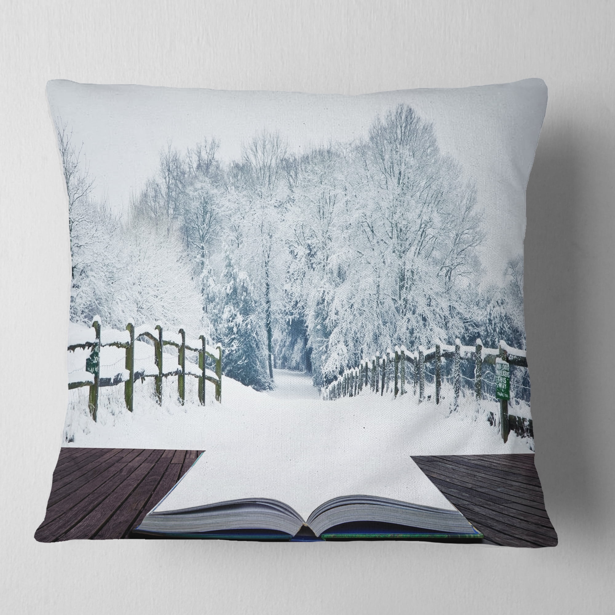 Designart Winter Wonderland - Landscape Printed Throw Pillow - 16x16
