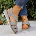thumbnail image 4 of Rokment Women's Comfortable Closed Toe Wedge Gladiator Walking Sandals Summer Fall Stylish Casual Openwork Elastic Ankle Strap Platform Slingback Dressy Fisherman Shoes Khaki Size 7.5, 4 of 7