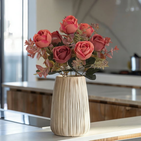 OAVQHLG3B Artificial Rose Bud Silk Flowers Bush 11.8" Long Artificial Flower Bush for Wedding Decor Home Decoration Faux Roses Decor- Fake Red Rose with Stem